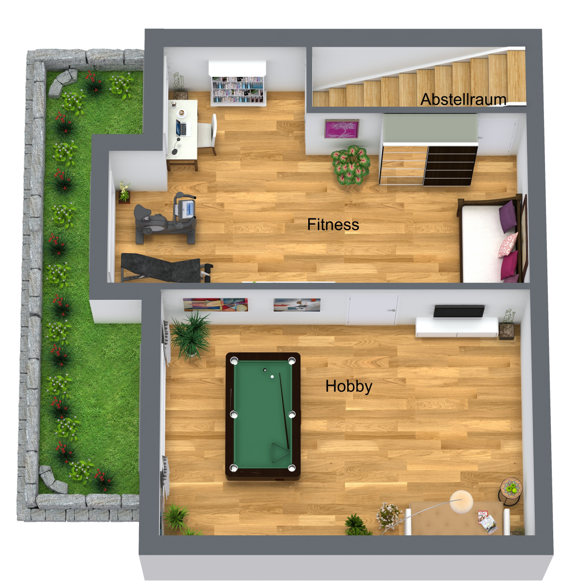 Grundriss Untergeschoss in 3d